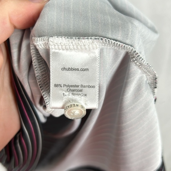 Chubbies Black Pink Striped Flamingo Suh Dude Performance Golf Polo Shirt Large - Picture 5 of 8